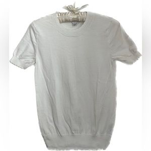 J.Cree Scalloped short-sleeve crewneck sweater, Size Small